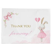 Some Bunny 1st Birthday Girl Pink Bow ラージペーパーバッグ (裏面)