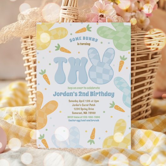 Some Bunny 2nd Birthday Bunnyモダンパーティー 招待状