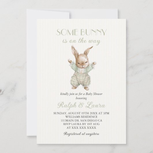 Some Bunny Baby Shower 招待状 (正面)
