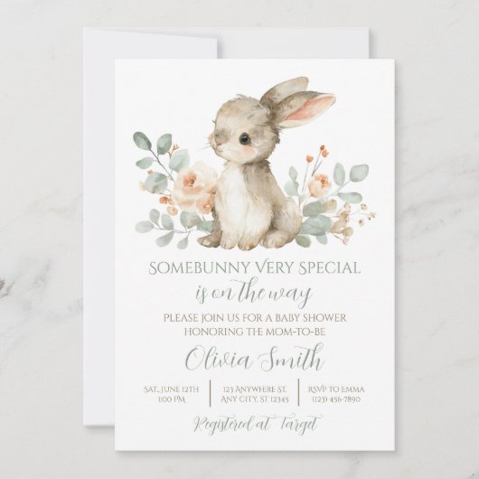 Some Bunny Baby Shower Invitation Vintage Bunny 招待状 (正面)