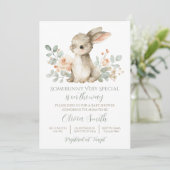 Some Bunny Baby Shower Invitation Vintage Bunny 招待状 (スタンド正面)