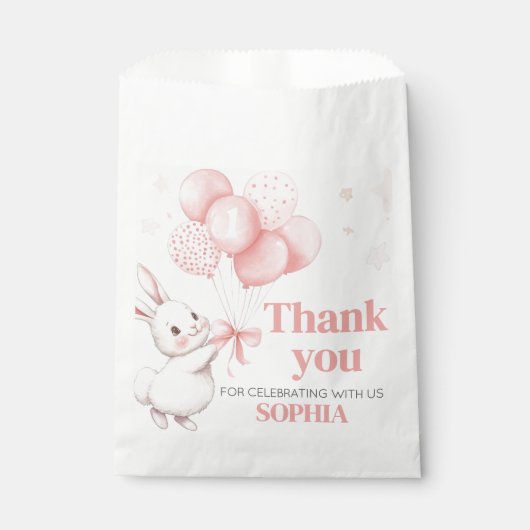 Some Bunny Balloon Birthday Party Square フェイバーバッグ (正面)