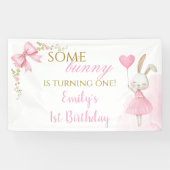 Some Bunny Banner 1st Birthday Girl Pink Bow 横断幕 (横)