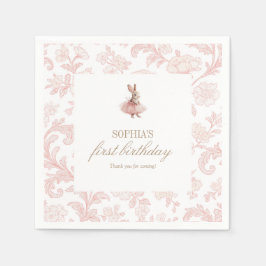 Some Bunny Birthday Pink Bunny Party スタンダードカクテルナプキン