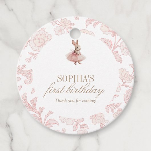 Some Bunny Birthday Pink Bunny Party フェイバータグ (正面)