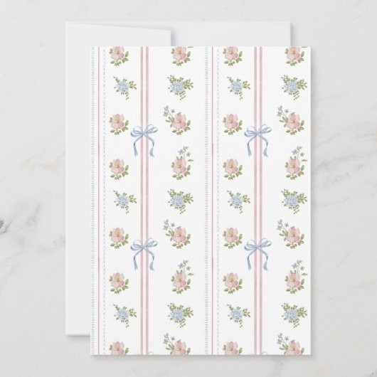 Some Bunny Blue Floral Stripe 1st Birthday 招待状 (裏面)