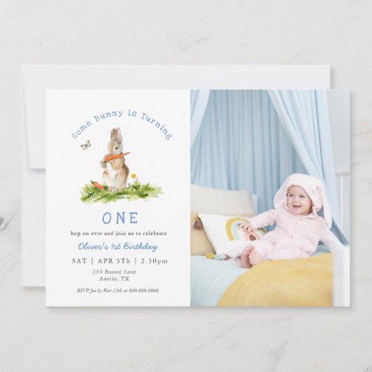 Some Bunny Boy 1st birthday  Photo 招待状 (正面)