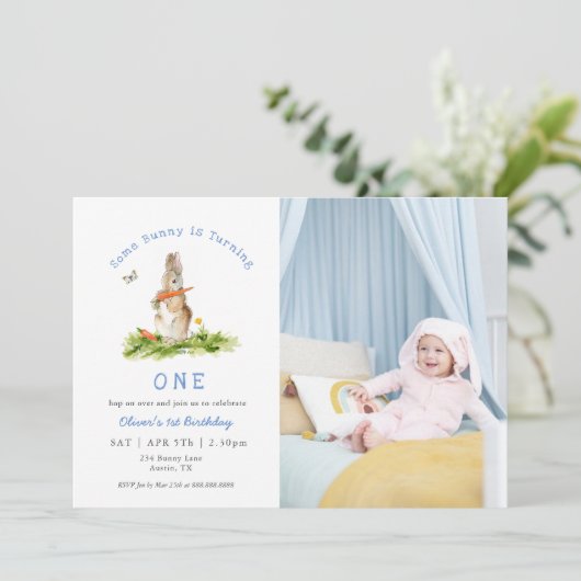 Some Bunny Boy 1st birthday  Photo 招待状 (スタンド正面)