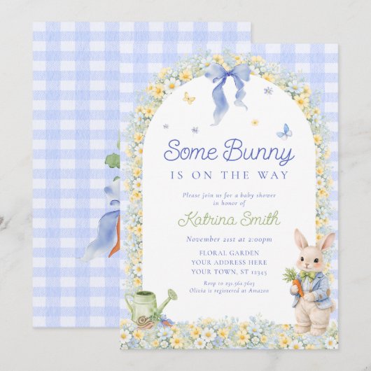 Some Bunny Boy Baby Shower 招待状 (正面/裏面)