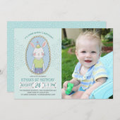 Some Bunny Boys 1st Birthday Photo 招待状 (正面/裏面)