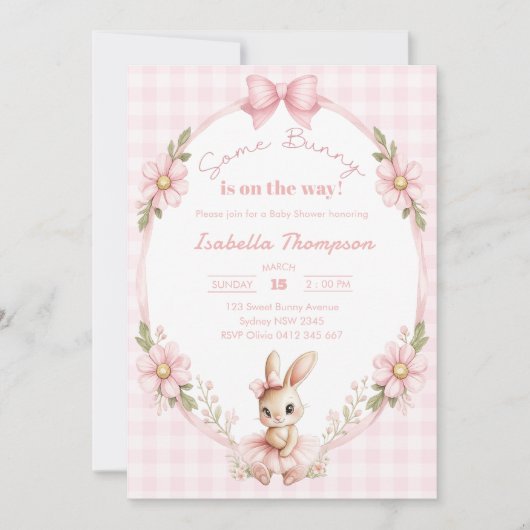 Some Bunny Cute Baby Shower 招待状 (正面)