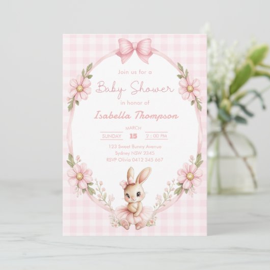 Some Bunny Cute Baby Shower 招待状 (スタンド正面)