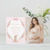 Some Bunny Cute Baby Shower Photo 招待状 (スタンド正面)
