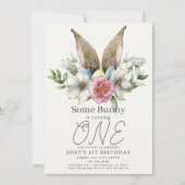 Some Bunny Earフローラガール1st Birthday 招待状 (正面)