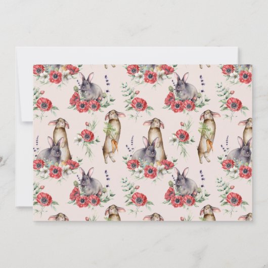 Some Bunny Earフローラピンクガール誕生日写真 招待状 (裏面)