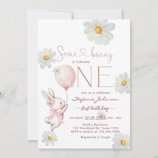 Some Bunny First 1st Birthday Invitation 招待状 (正面)