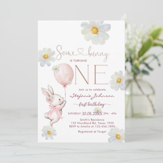 Some Bunny First 1st Birthday Invitation 招待状 (スタンド正面)