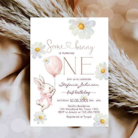 Some Bunny First 1st Birthday Invitation 招待状
