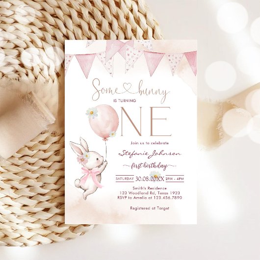 Some Bunny First 1st Birthday Invitation 招待状