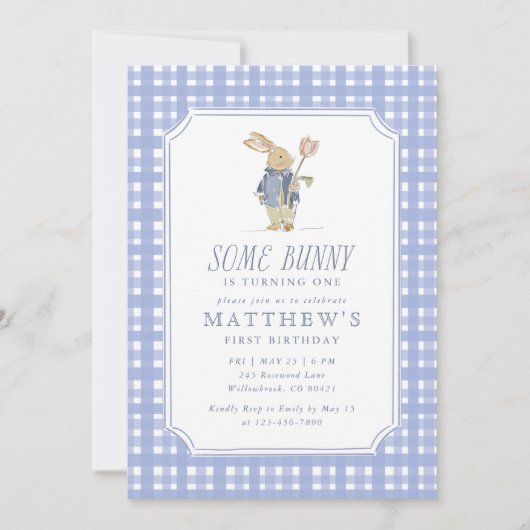 Some Bunny First Birthday Boy Invitation 招待状 (正面)