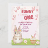 Some Bunny First Birthday, Pink Invitation 招待状 (正面)