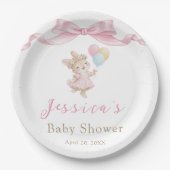 Some Bunny Girl Pink Baby Shower ペーパープレート (正面)
