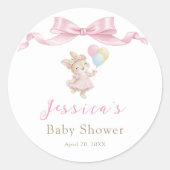 Some Bunny Girl Pink Baby Shower ラウンドシール (正面)