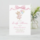 Some Bunny Girl Pink Baby Shower Party 招待状 (スタンド正面)