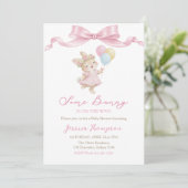 Some Bunny Girl Pink Baby Shower Party 招待状 (スタンド正面)