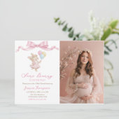 Some Bunny Girl Pink Baby Shower Party Photo 招待状 (スタンド正面)