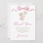 Some Bunny Girl Pink is Turning One Birthday サンキューカード (正面)