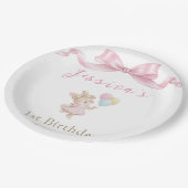 Some Bunny Girl Pink is Turning One Birthday ペーパープレート (アングル)