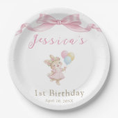 Some Bunny Girl Pink is Turning One Birthday ペーパープレート (正面)