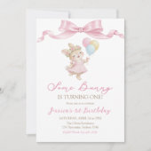 Some Bunny Girl Pink is Turning One Birthday 招待状 (正面)