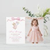 Some Bunny Girl Pink is Turning One Birthday Photo 招待状 (スタンド正面)