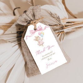 Some Bunny Girl Pink is Turning One Birthday Thank ギフトタグ