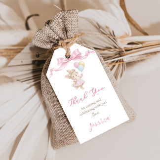 Some Bunny Girl Pink is Turning One Birthday Thank ギフトタグ