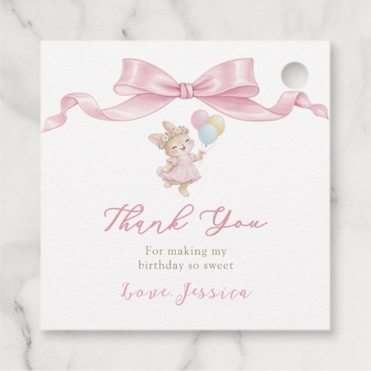 Some Bunny Girl Pink is Turning One Birthday Thank フェイバータグ (裏面)