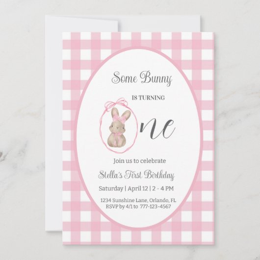 Some Bunny Invitation 1st Birthday Party Card 招待状 (正面)