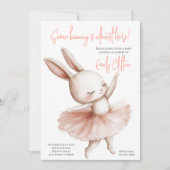 Some Bunny Is Almost Here Ballerina Baby Shower 招待状 (正面)