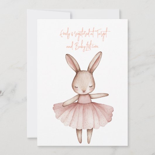 Some Bunny Is Almost Here Ballerina Baby Shower 招待状 (裏面)