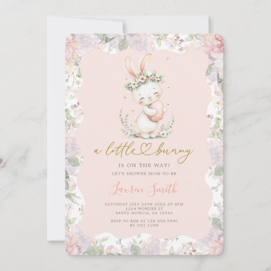 Some Bunny Is On The Way Baby Shower 招待状 (正面)