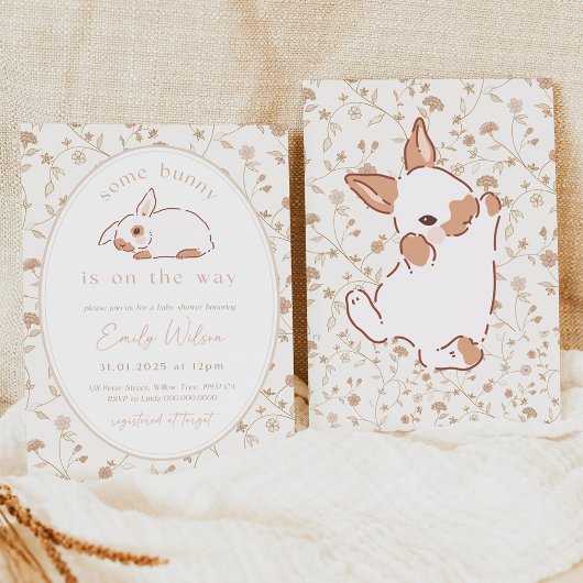 Some Bunny is on the Way Baby Shower Invitation 招待状