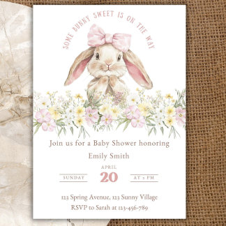 Some Bunny is on the way Invitation Set, Girl Bunn 招待状