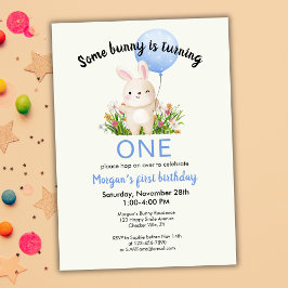 Some Bunny Is One シンプル Biothy Cute Boys 1st Birthd 招待状