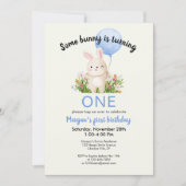 Some Bunny Is One シンプル Biothy Cute Boys 1st Birthd 招待状 (正面)