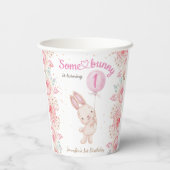 Some Bunny is ONE! 女の子 ピンク 1歳の誕生日 紙コップ (裏面)