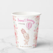 Some Bunny is ONE! 女の子 ピンク 1歳の誕生日 紙コップ (正面)