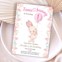 Some Bunny is ONE! 1歳の誕生日おめでとう ピンクバルーン