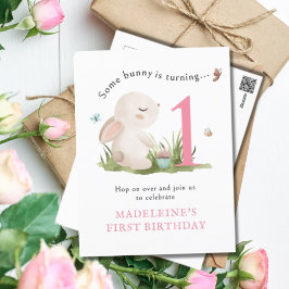 Some Bunny is One 1th Birthday招待状 ポストカード
